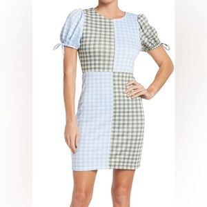 DUAL NATURE Color-Block Gingham Dress